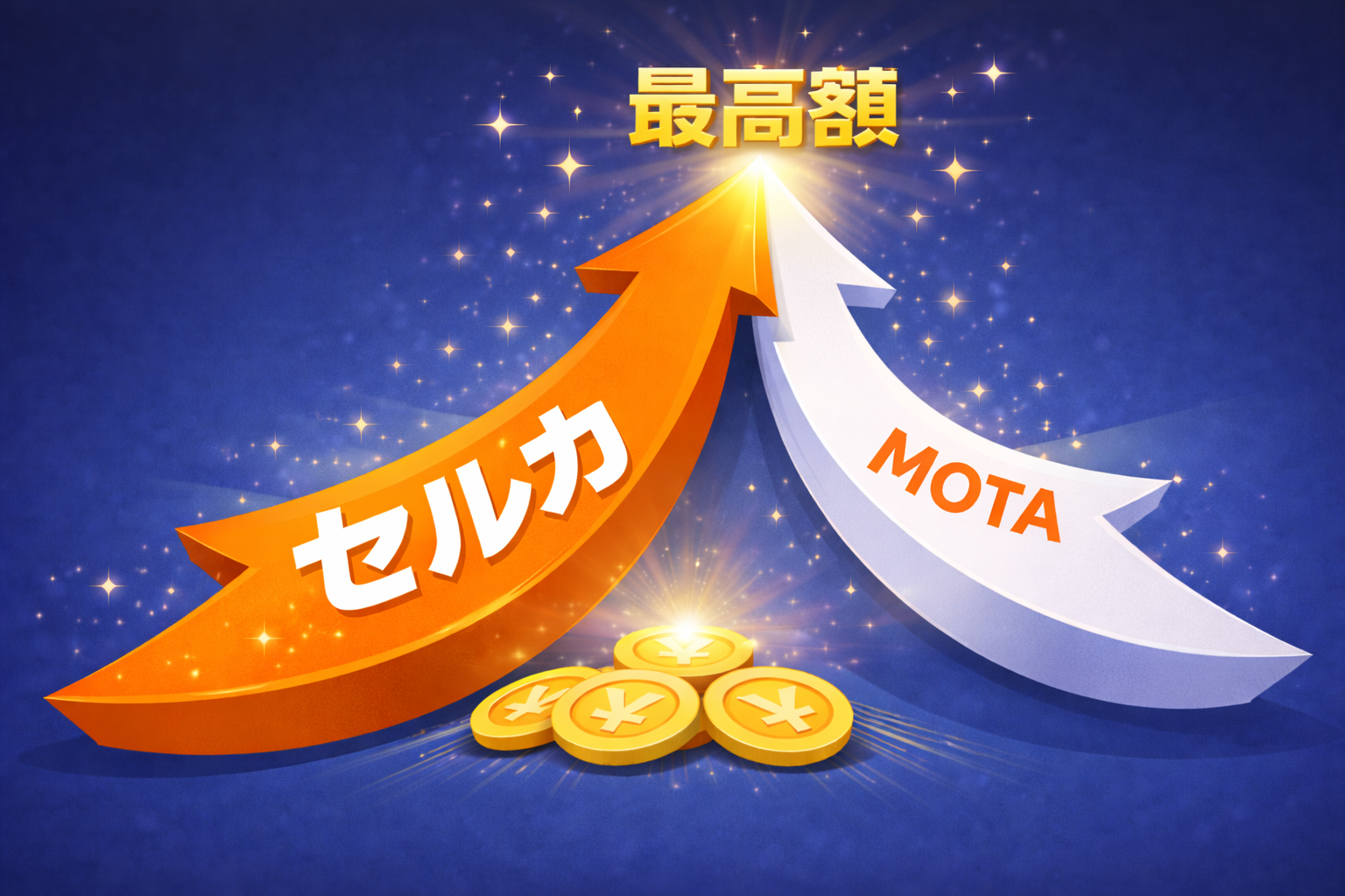 セルカとMOTAを併用して査定額を最大化するイラスト