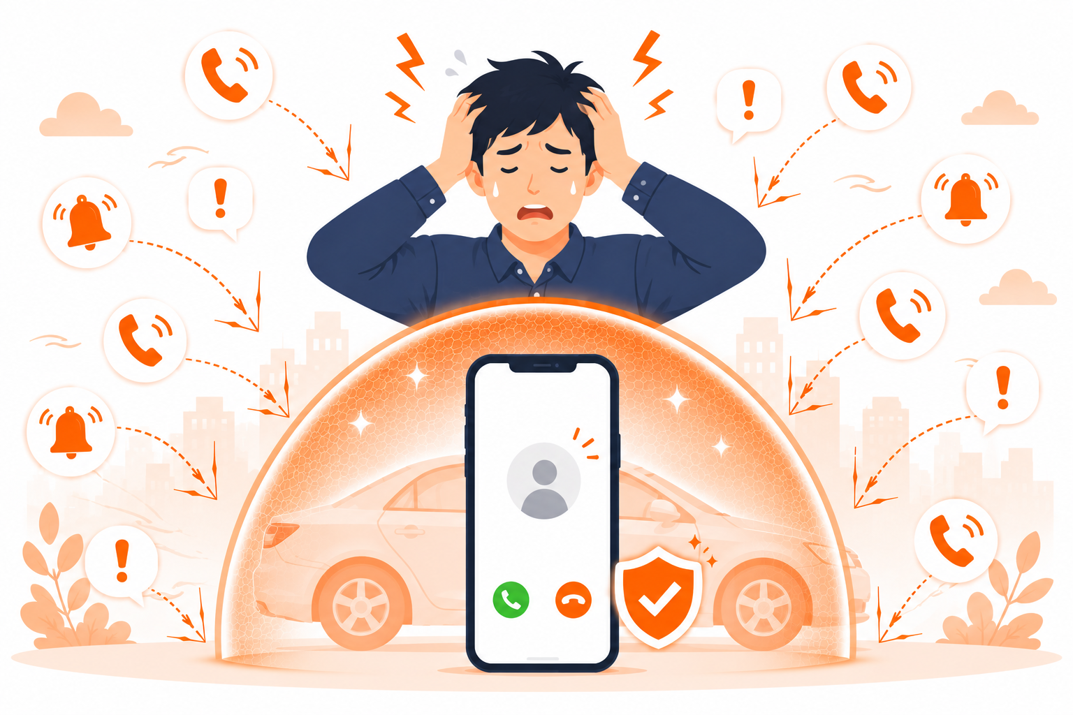 申し込み後の電話ラッシュを回避する仕組みを示すイラスト